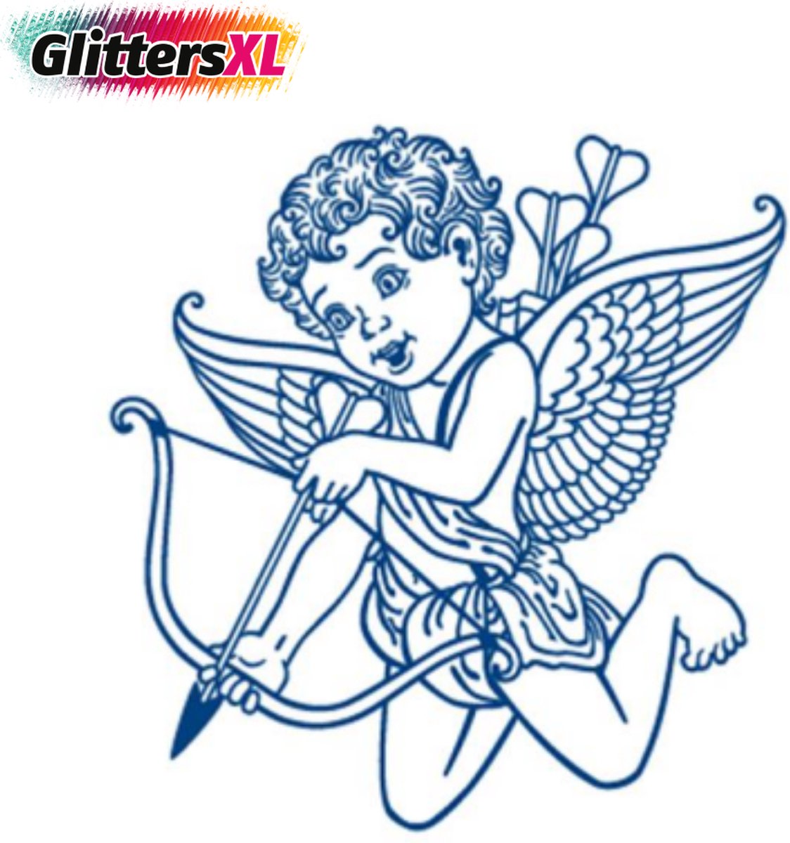 GlittersXL - Temporary Tattoo Cupido (8x11 cm) [Semi-Permanente Neptattoo - Tijdelijke tatoeage - Nep Fake Tattoos - Water overdraagbare festival sticker henna outfit tattoo - Glitter tattoo - Volwassenen Kinderen Jongen Meisje]